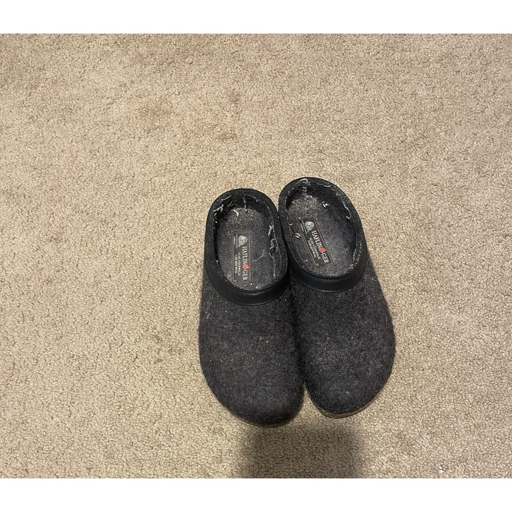 LKNW! - Haflinger Mens GRIZZLY Charcoal Gray Wool Clogs Slippers Sz 6-7